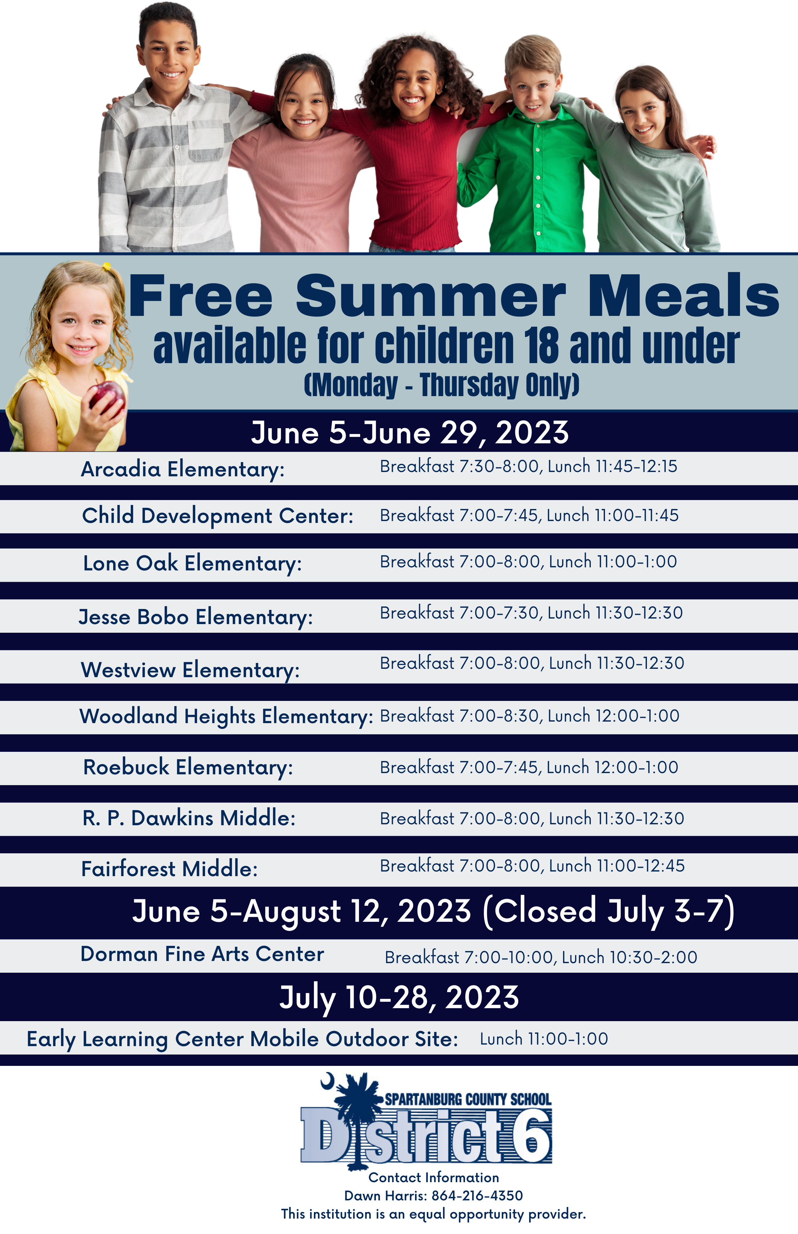 Flyer with info about free Summer Meals