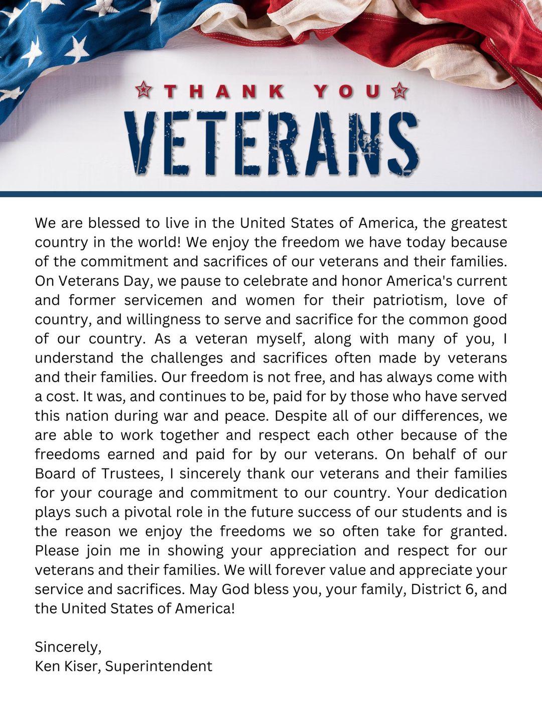 Veteran's Day message